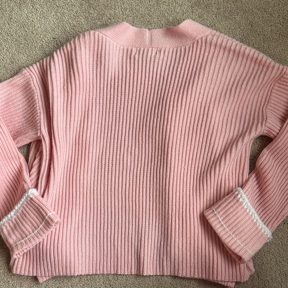 Pink Ribbed Button Cardigan - Picture 6 of 6